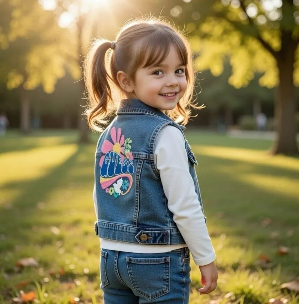 Guess Brand LosAngeles/Jean Vest/Child/ Embroidered Flowers Hippie Boho 2T